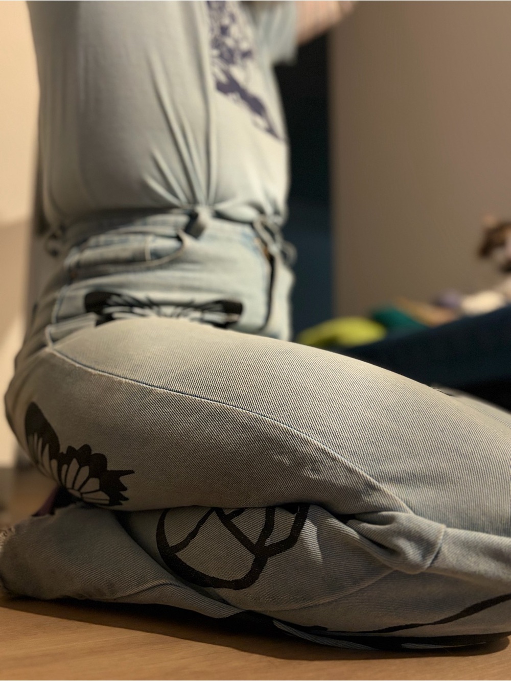 Light Wash Jeans with Black Butterflies Graphic from Hot Topic